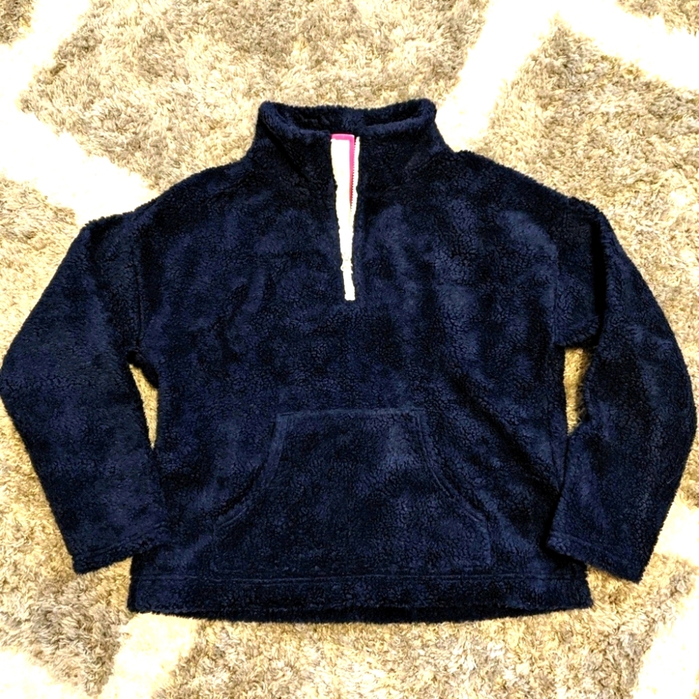 NWT J. Crew Navy Sherpa Fleece Pullover- Size S